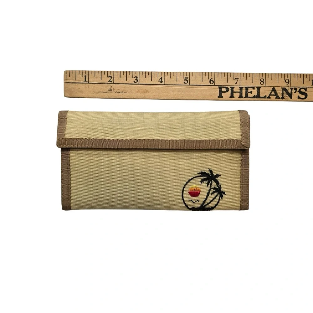 CoCoNuts Palm Tree Wallet Tropical Nylon Trifold‎ Beige Vintage 90s